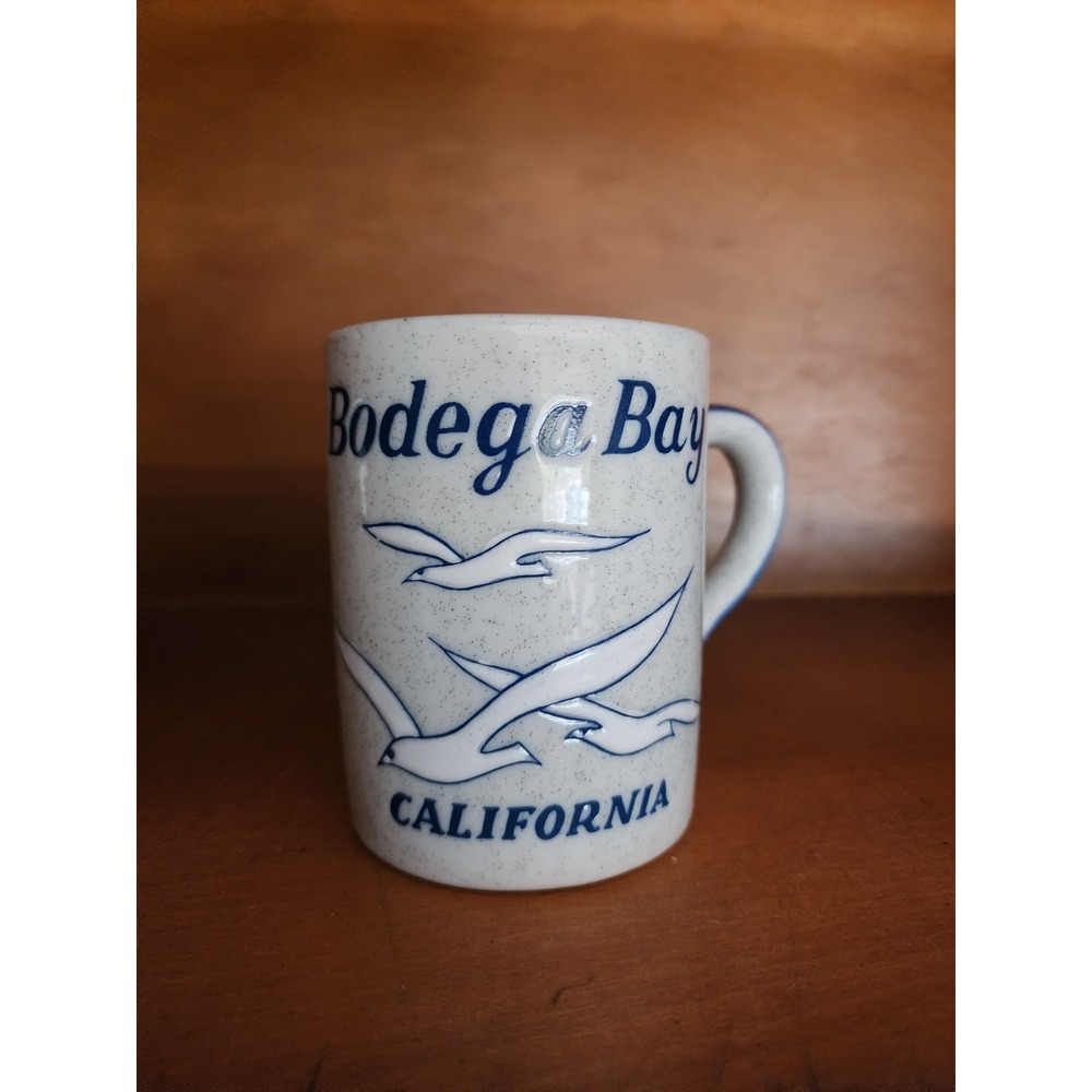Vintage Bodega Bay California Seagull Coffee Mug Retro Coastal Ocean Beach 1980s